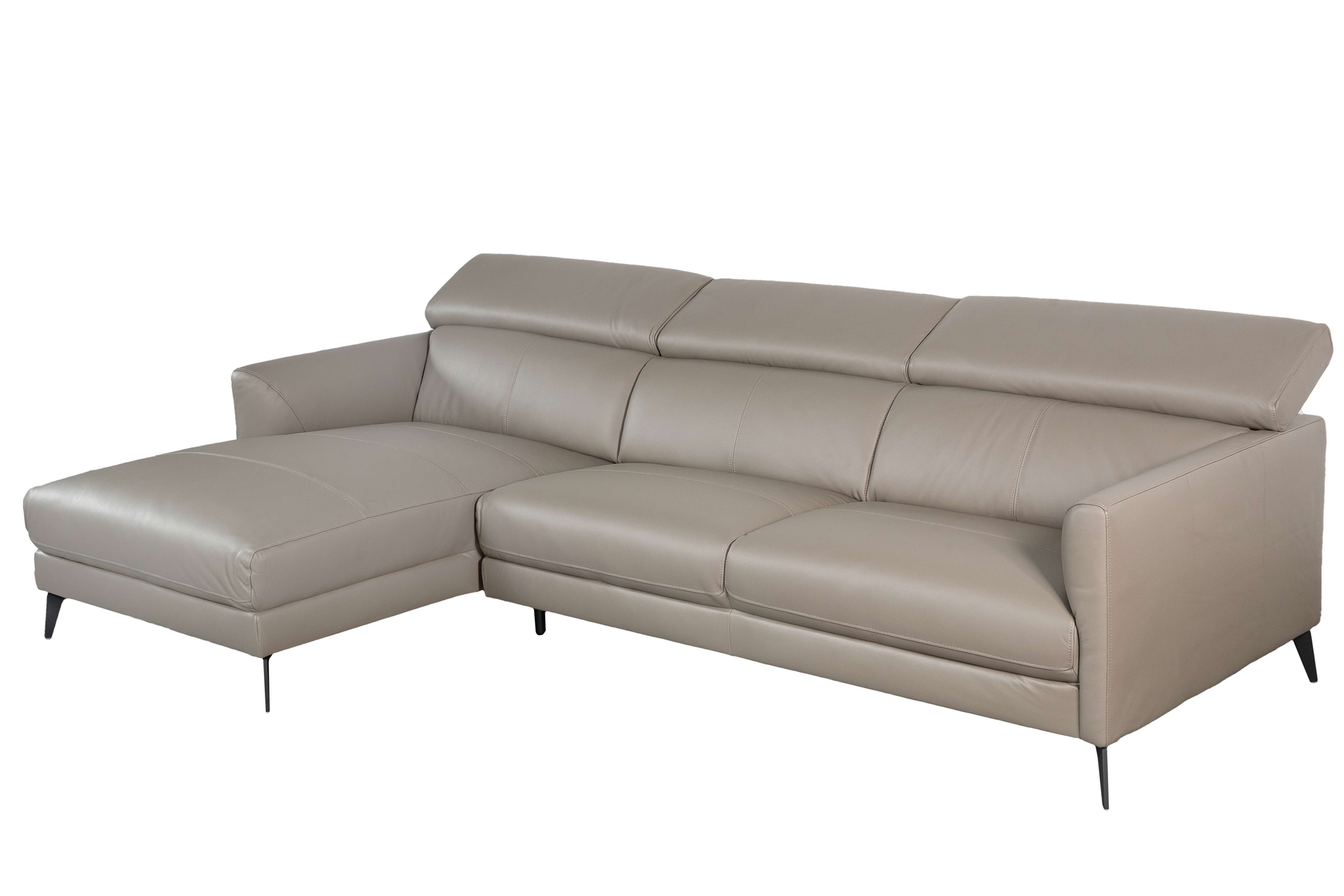 Sofa góc trái Kuka 5608 Da bò thật tiếp xúc Màu ghi đậm