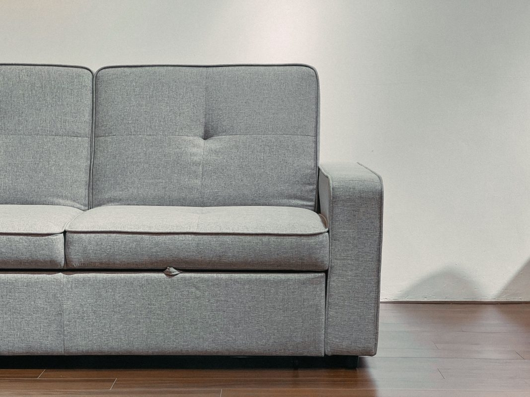 Sofa giường Abby nỉ màu ghi nhạt