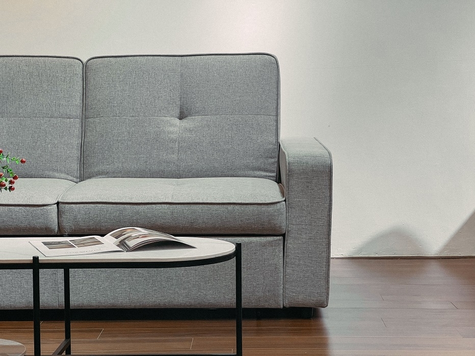 Sofa giường Abby nỉ màu ghi nhạt