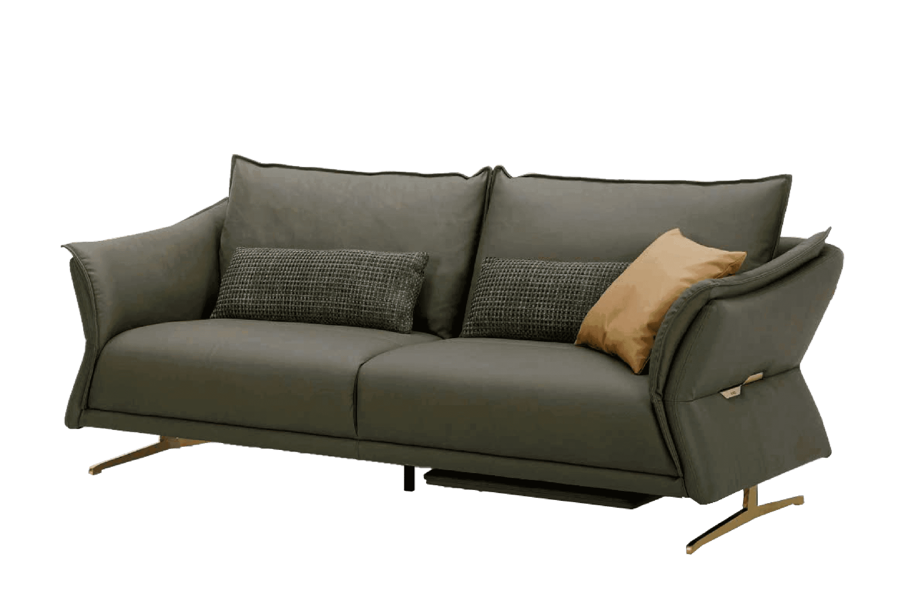 Sofa văng Kuka 9615 da bò thật tiếp xúc màu xanh lá cây nhạt (W758061) 225x95/136x60/73