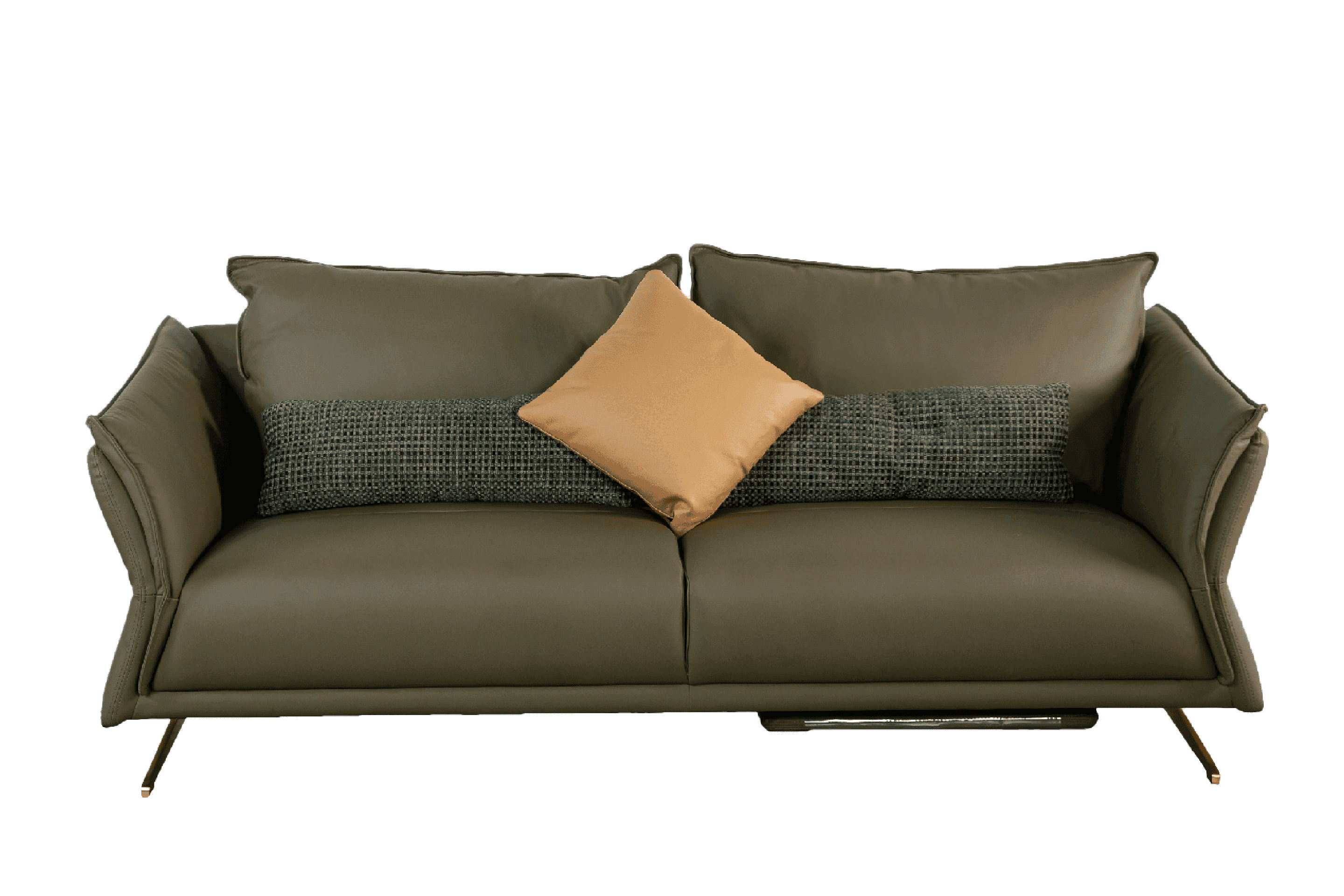 Sofa văng Kuka 9615 da bò thật tiếp xúc màu xanh lá cây nhạt (W758061) 225x95/136x60/73