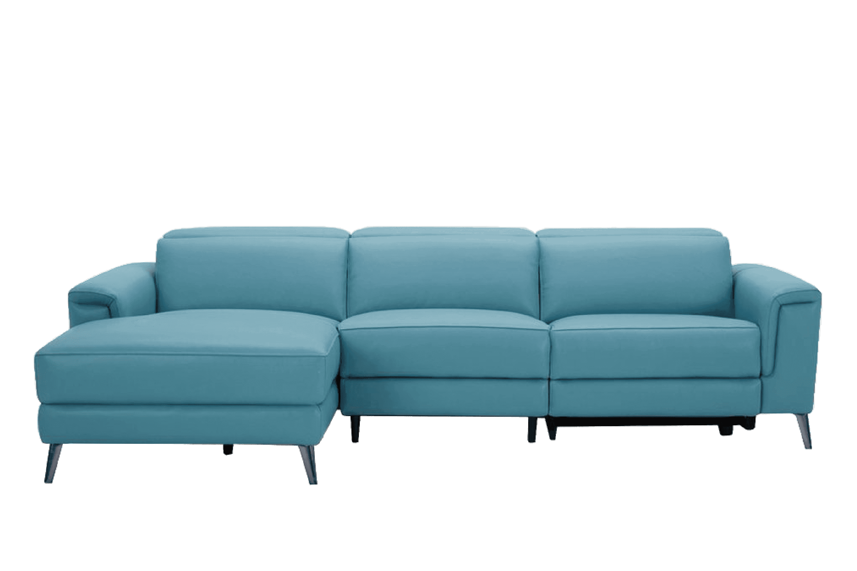 Sofa Góc phải Kuka KM.5160 chỉnh điện da bò thật tiếp xúc màu xanh dương đậm 282x106/168x78/104