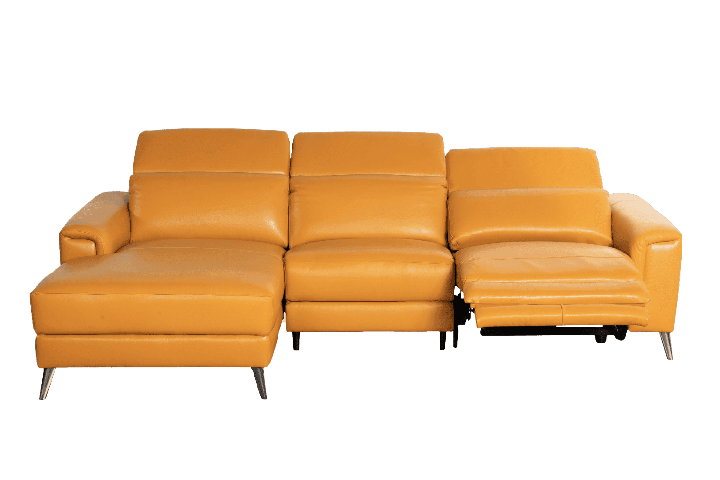 Ghế Sofa góc phải Kuka KM.5160 Da thật tiếp xúc Màu Da bò 282x106/168x78/104