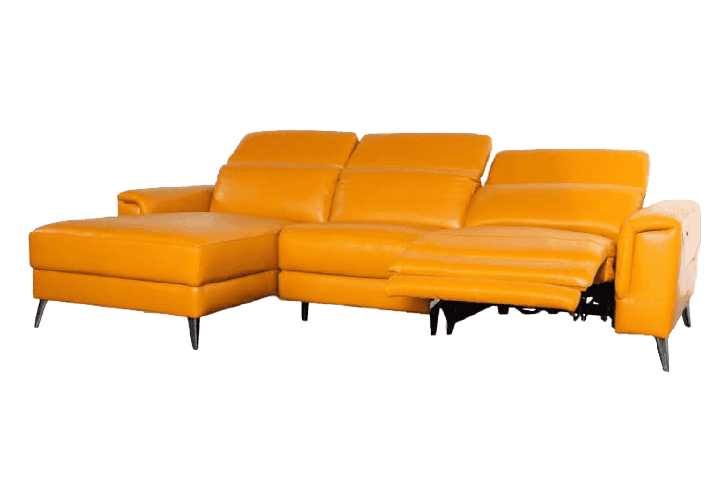 Ghế Sofa góc phải Kuka KM.5160 Da thật tiếp xúc Màu Da bò 282x106/168x78/104