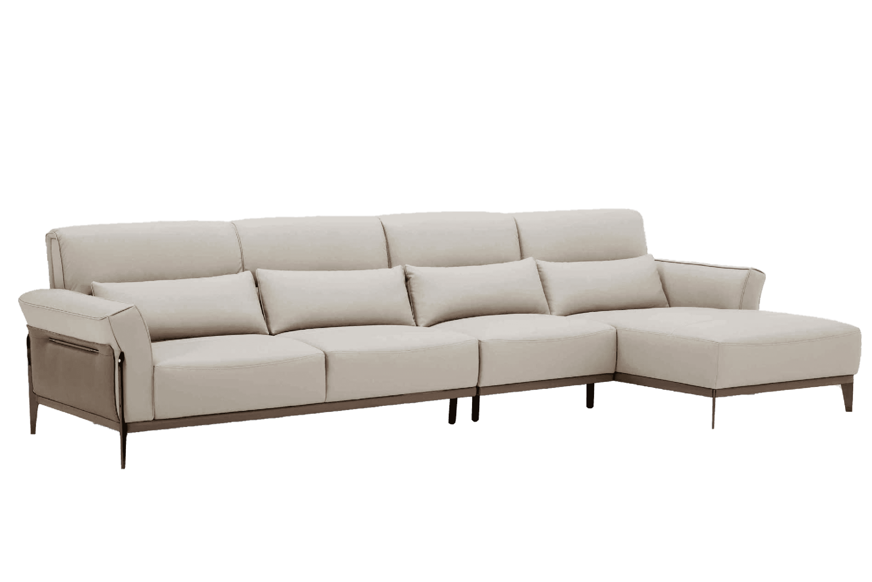 Sofa Góc phải Kuka 8181 da bò thật tiếp xúc màu ghi nhạt (U632031) 272x165/98x90