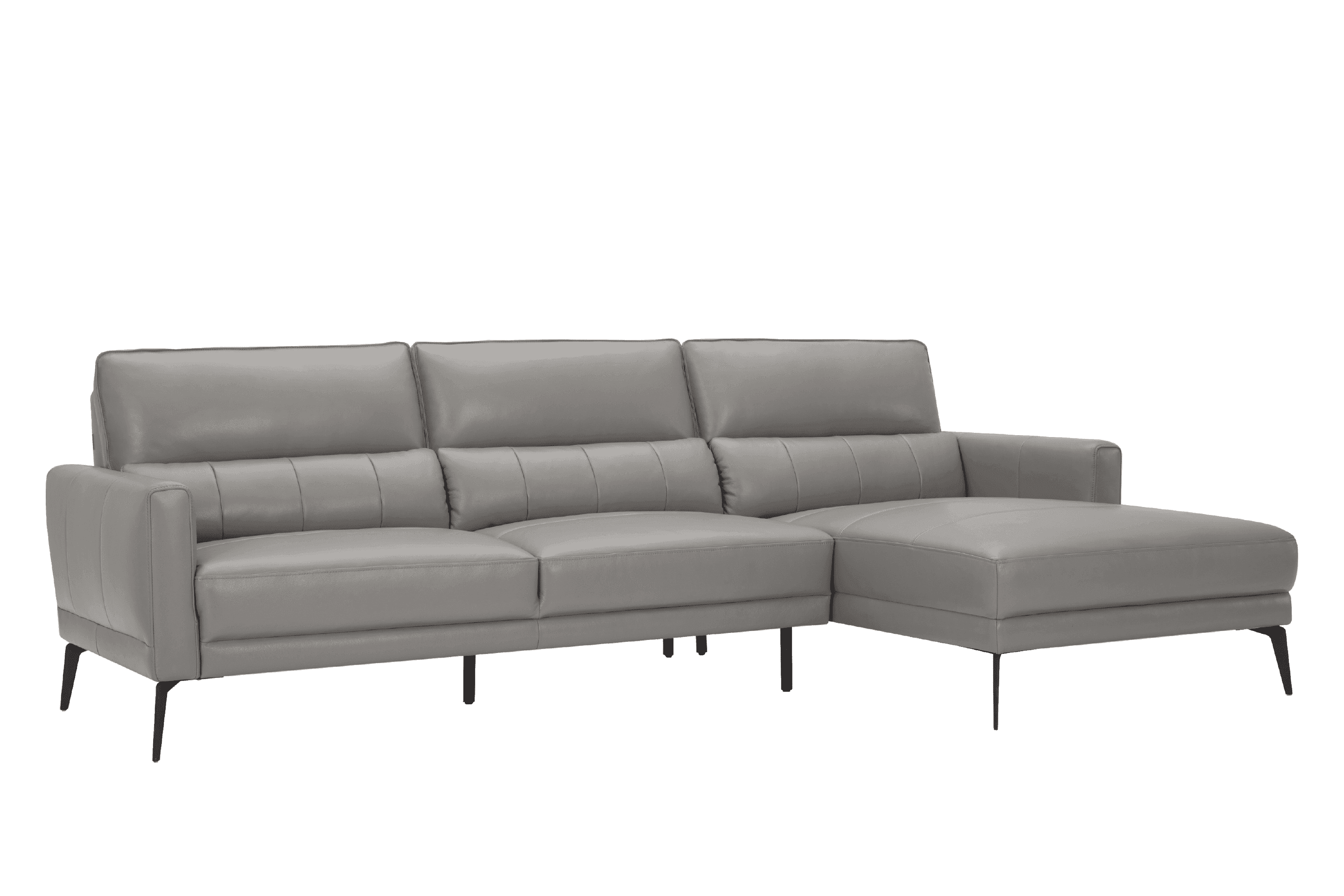 Sofa Góc trái Kuka KT.035 da bò thật tiếp xúc màu ghi nhạt (M5655/PVC) 274x160x89