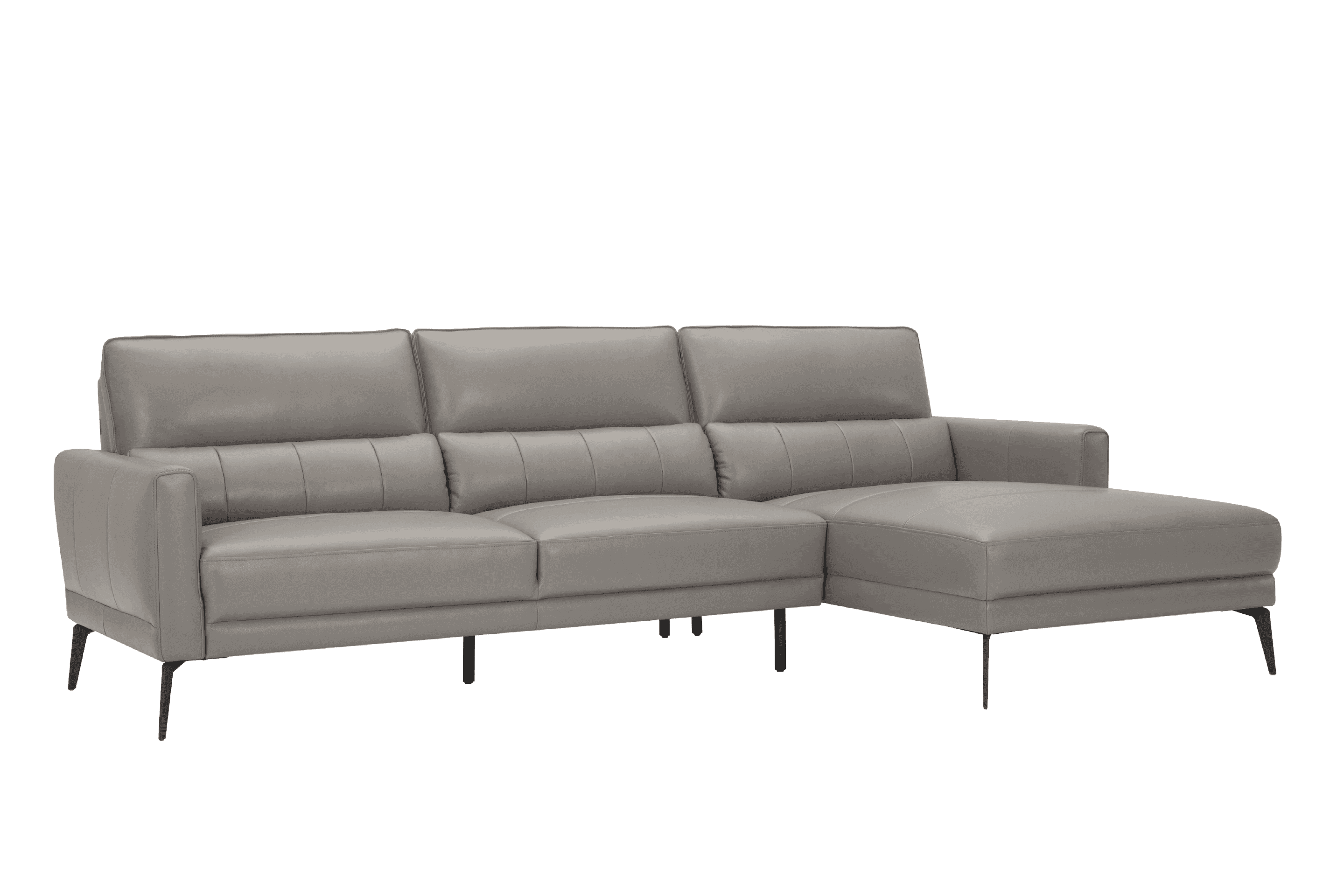 Sofa Góc trái Kuka KT.035 da bò thật tiếp xúc màu nâu nhạt (M9922/PVC) 415x120x73/89cm