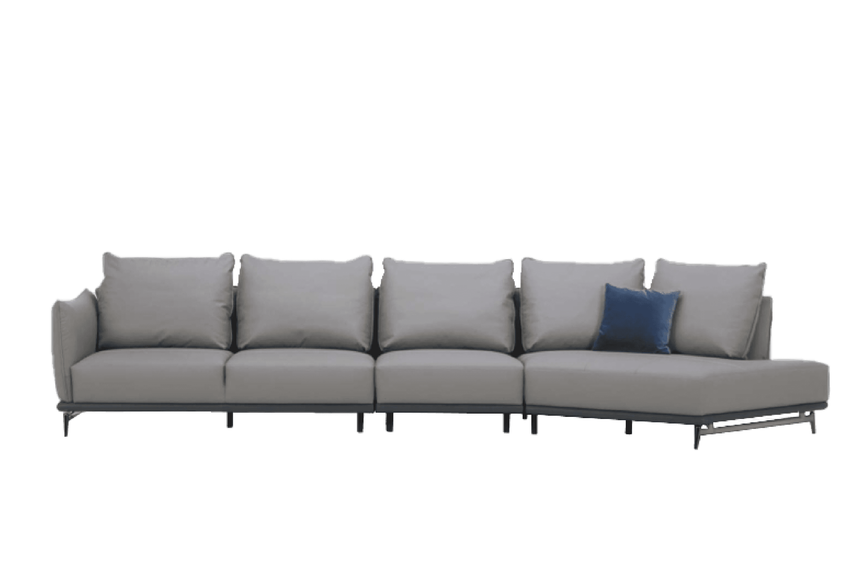 Sofa Góc phải, trái Kuka 9616 da bò thật 100% màu ghi nhạt (W758033) 415x120x73/89