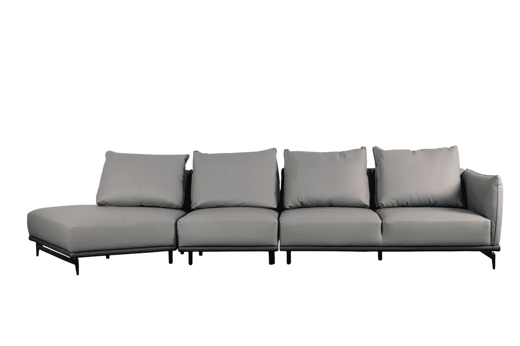 Sofa Góc phải, trái Kuka 9616 da bò thật 100% màu ghi nhạt (W758033) 415x120x73/89