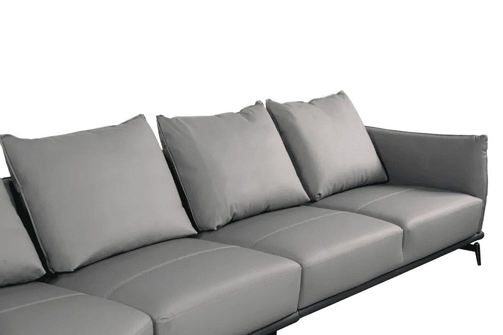 Sofa Góc phải, trái Kuka 9616 da bò thật 100% màu ghi nhạt (W758033) 415x120x73/89