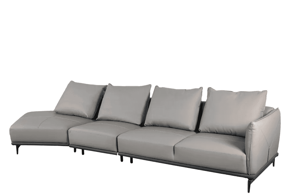 Sofa Góc phải, trái Kuka 9616 da bò thật 100% màu ghi nhạt (W758033) 415x120x73/89