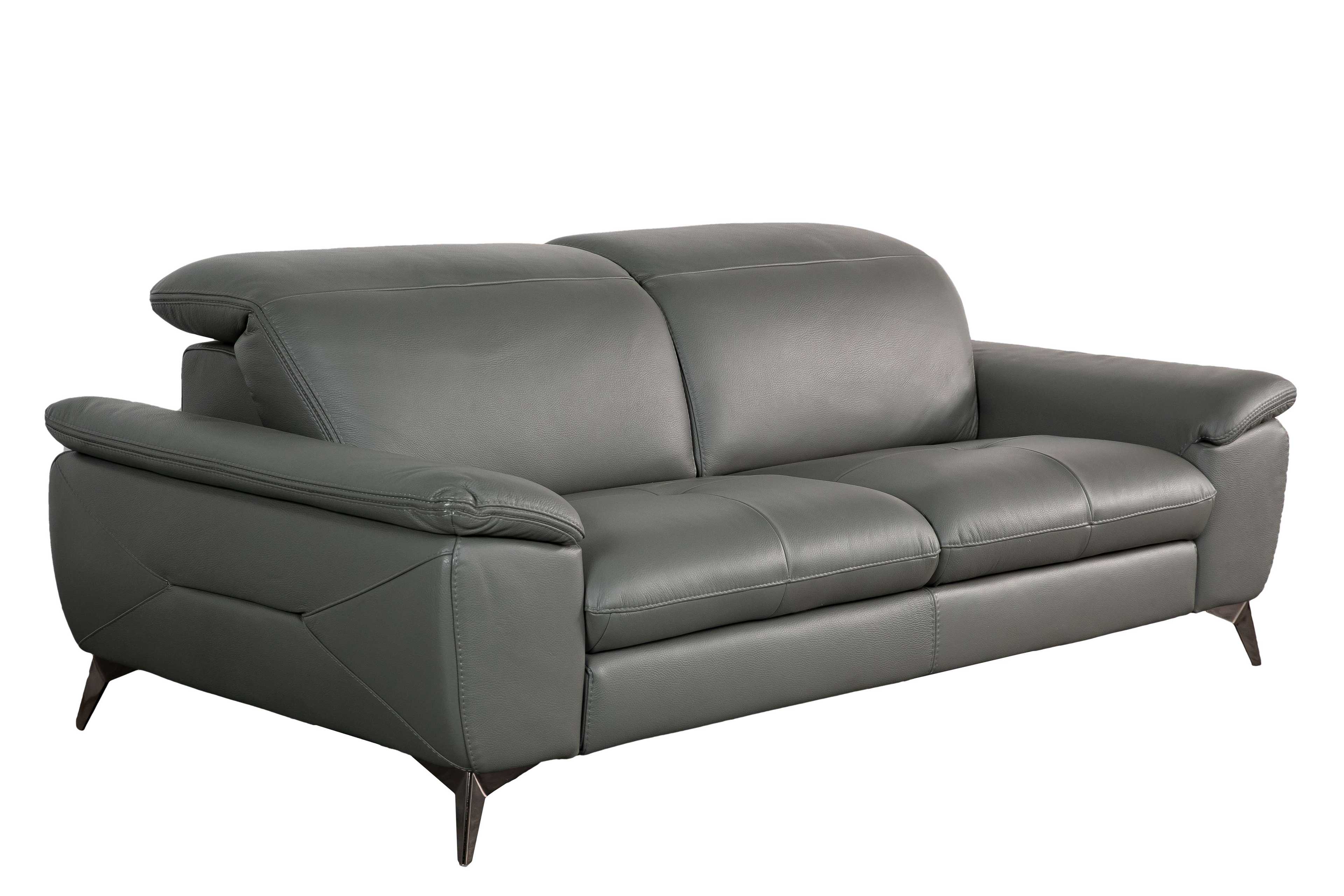 Ghế Sofa văng/băng Satis Dixie Da thật 100% Màu ghi đậm 207x107x1050/78