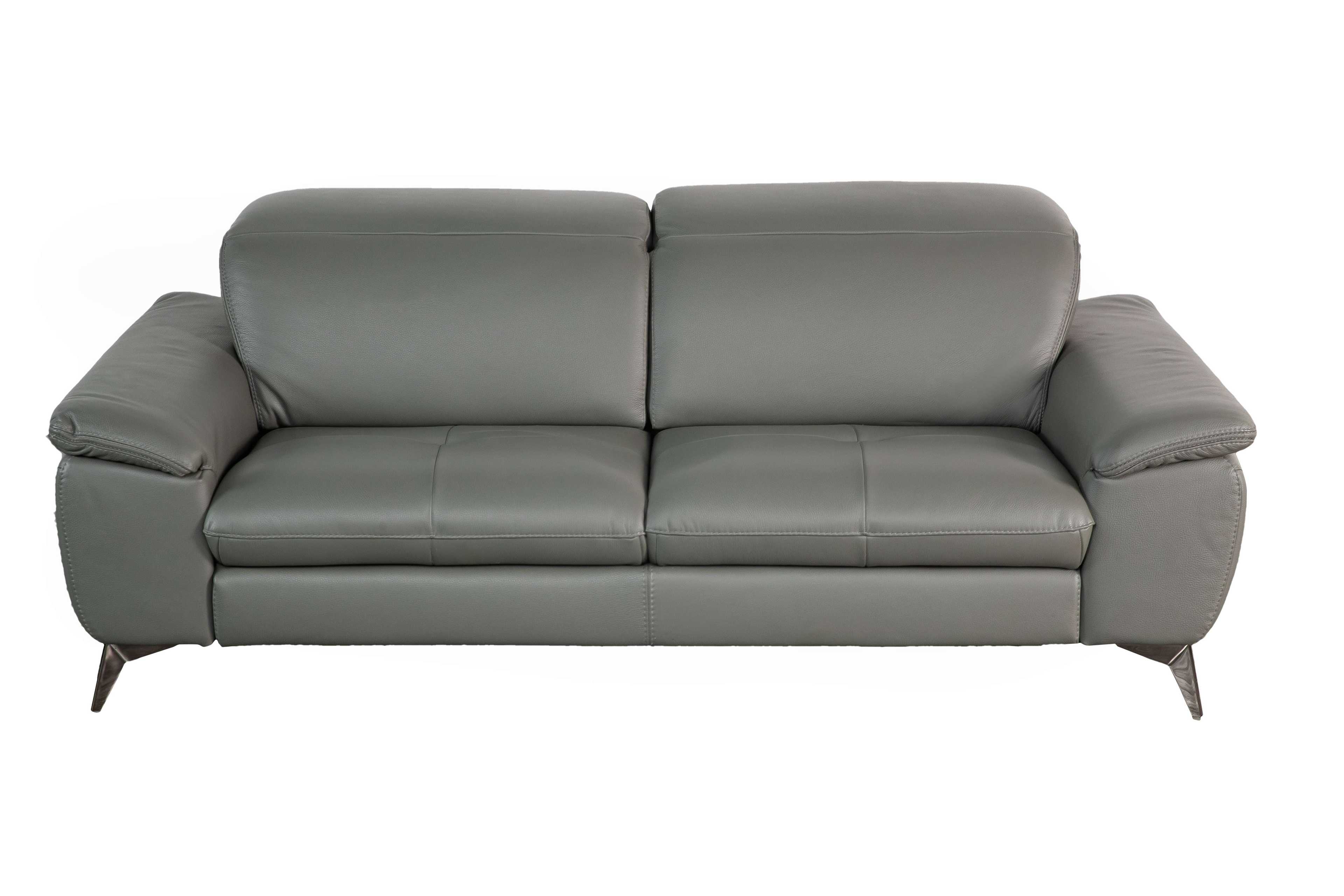 Ghế Sofa văng/băng Satis Dixie Da thật 100% Màu ghi đậm 207x107x1050/78