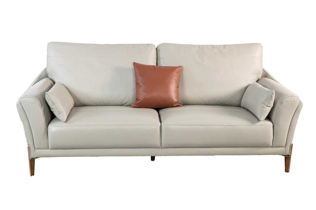 Sofa Văng Kuka 8159 da bò thật tiếp xúc màu ghi nhạt (O7805) 218x99x62
