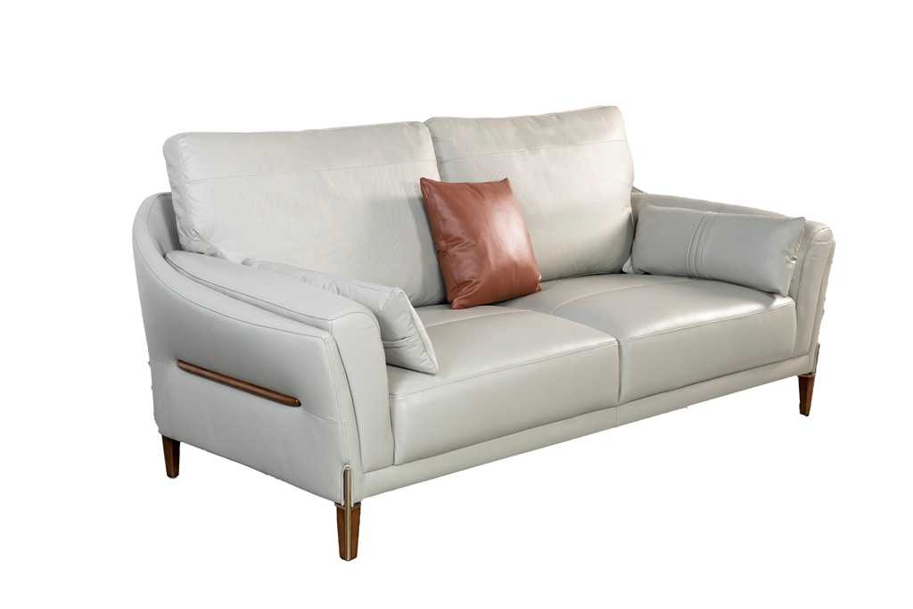 Sofa văng/băng Kuka 8159 3 chỗ Da bò thật tiếp xúc màu ghi nhạt 218*99*62
