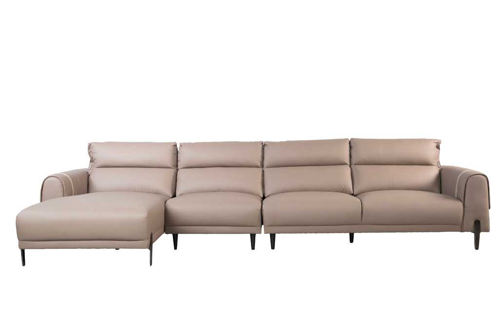 Sofa góc phải Kuka 8179 Da bò thật tiếp xúc Màu nâu 3560x163x790