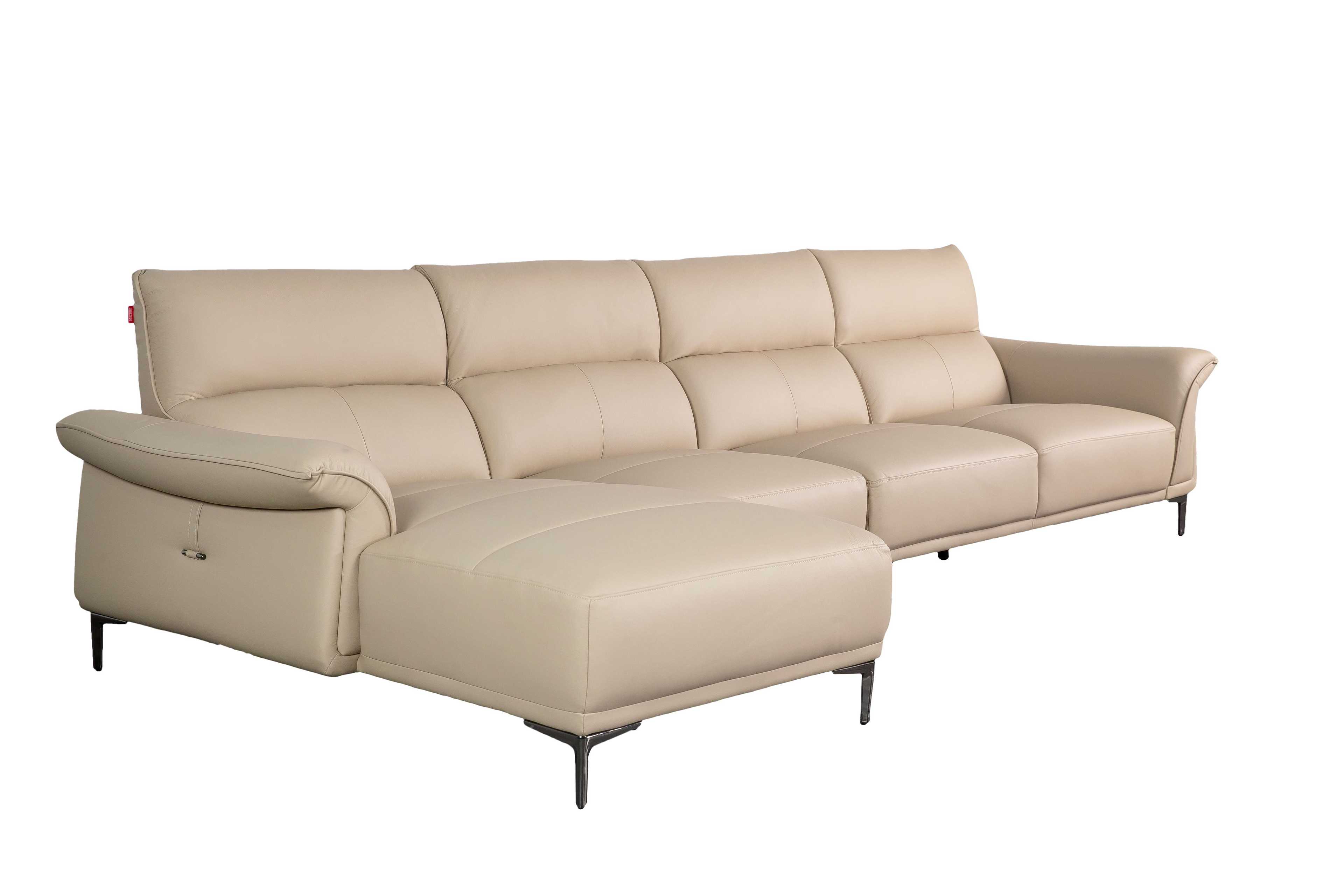 Sofa góc trái Kuka 8202 Da bò thật tiếp xúc Màu xám 3680*1660*910