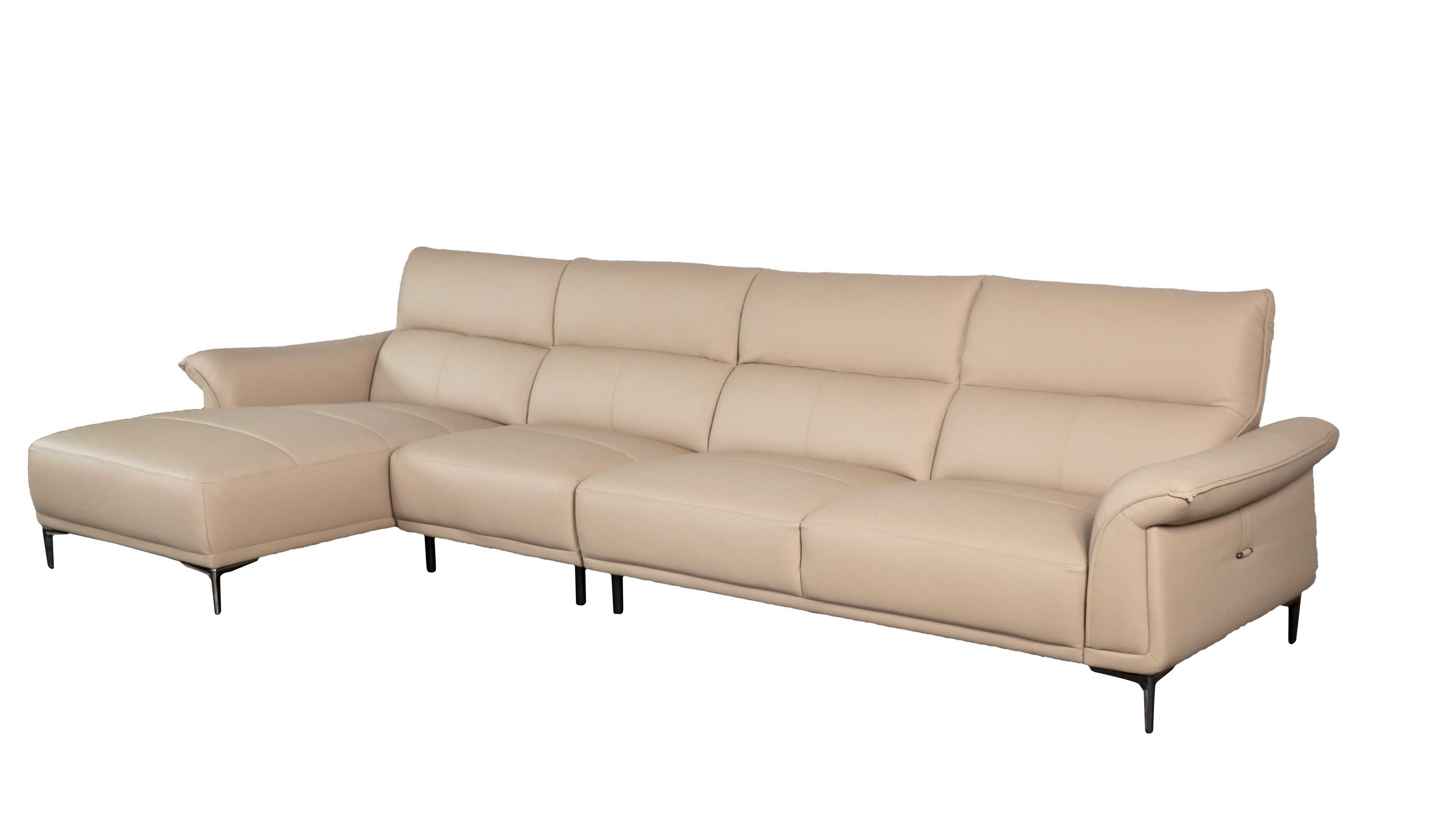 Sofa góc trái Kuka 8202 Da bò thật tiếp xúc Màu xám 3680*1660*910