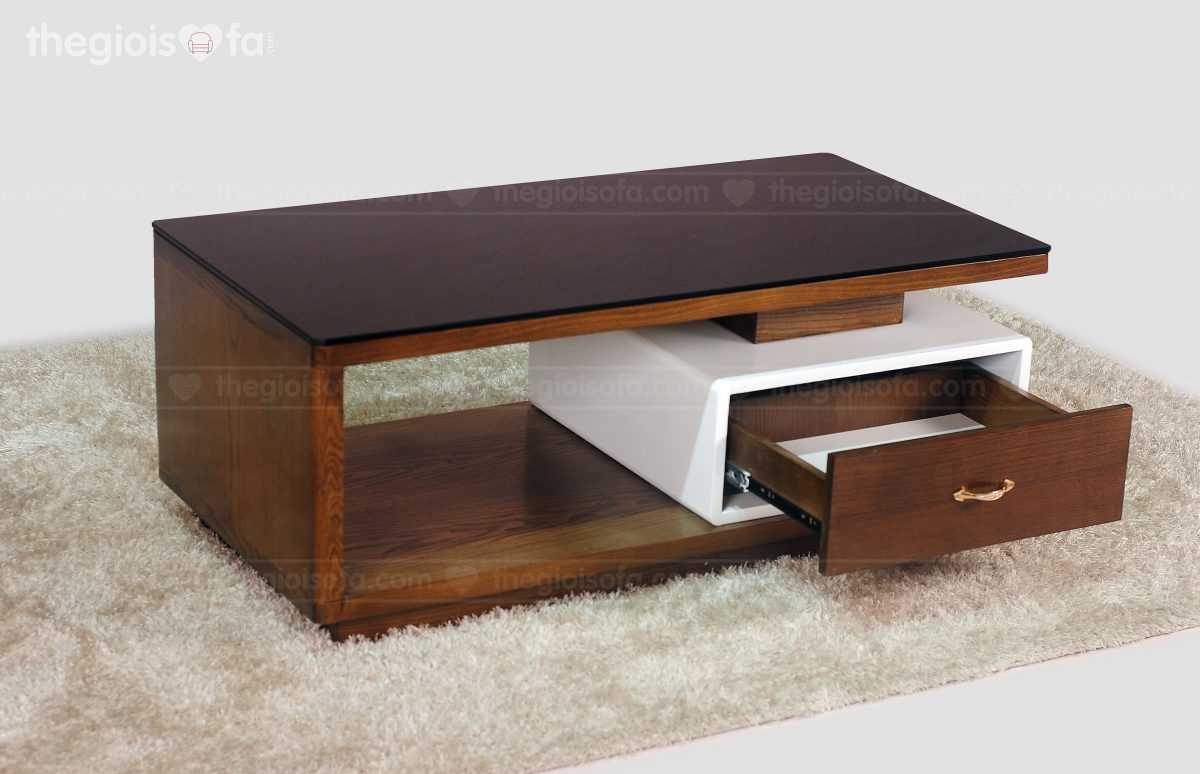 Bàn trà Valencia Black – Mặt kính gỗ tần bì cao cấp