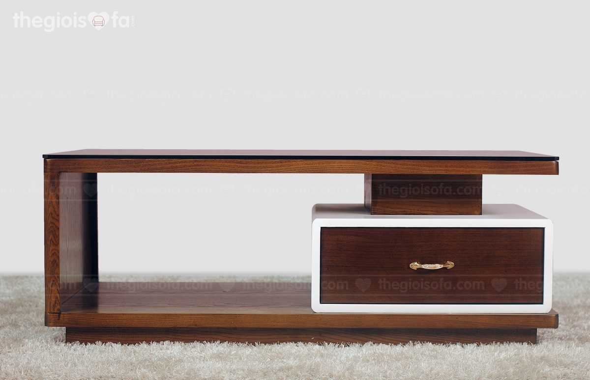 Bàn trà Valencia Black – Mặt kính gỗ tần bì cao cấp
