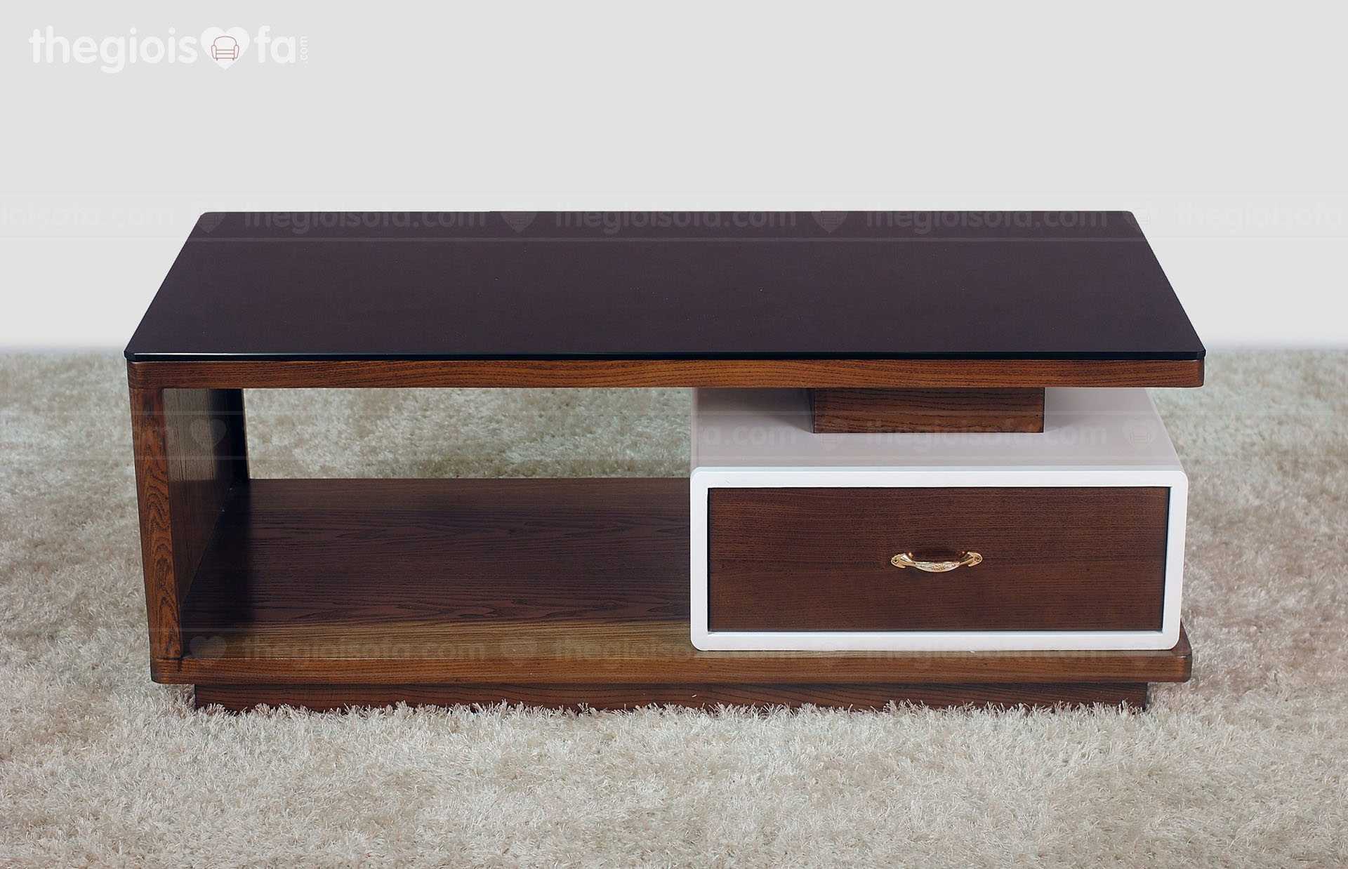 Bàn trà Valencia Black – Mặt kính gỗ tần bì cao cấp