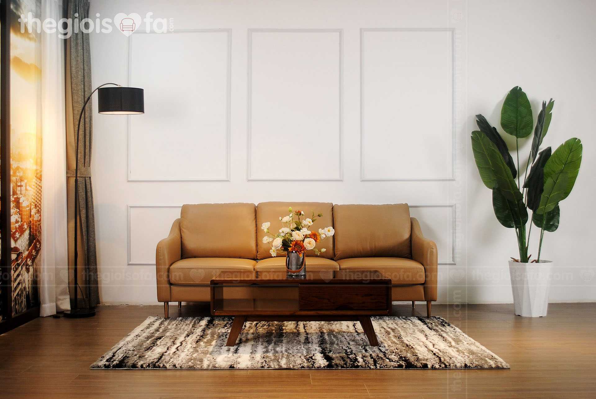 Ghế sofa văng da Thật Tiếp Xúc Romero (màu vàng)