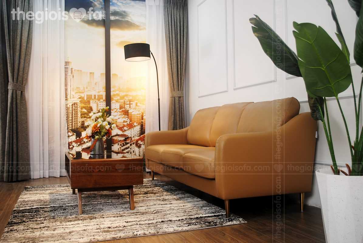 Ghế sofa văng da Thật Tiếp Xúc Romero (màu vàng)