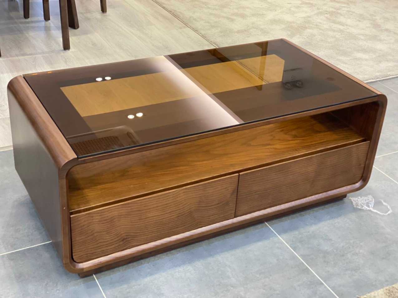 Bàn trà gỗ mặt kính Zontini