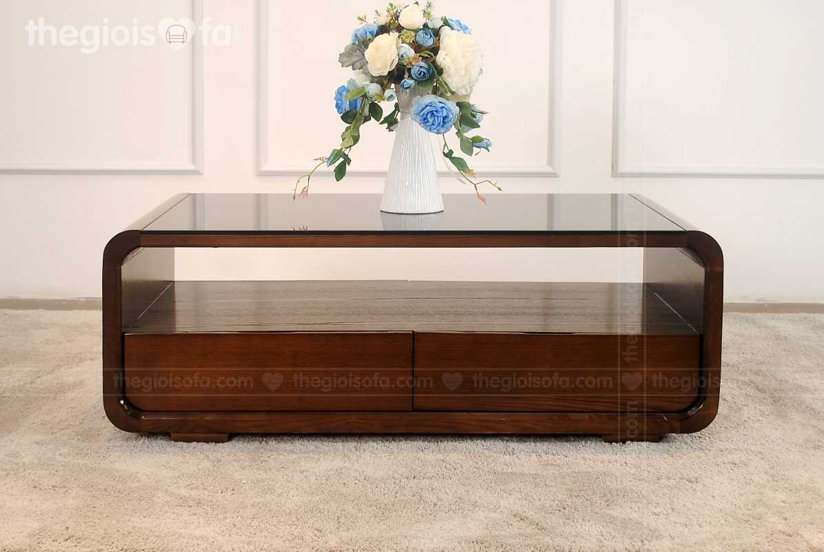 Bàn trà gỗ mặt kính Zontini