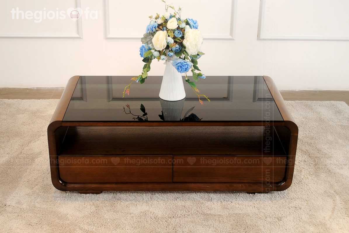 Bàn trà gỗ mặt kính Zontini