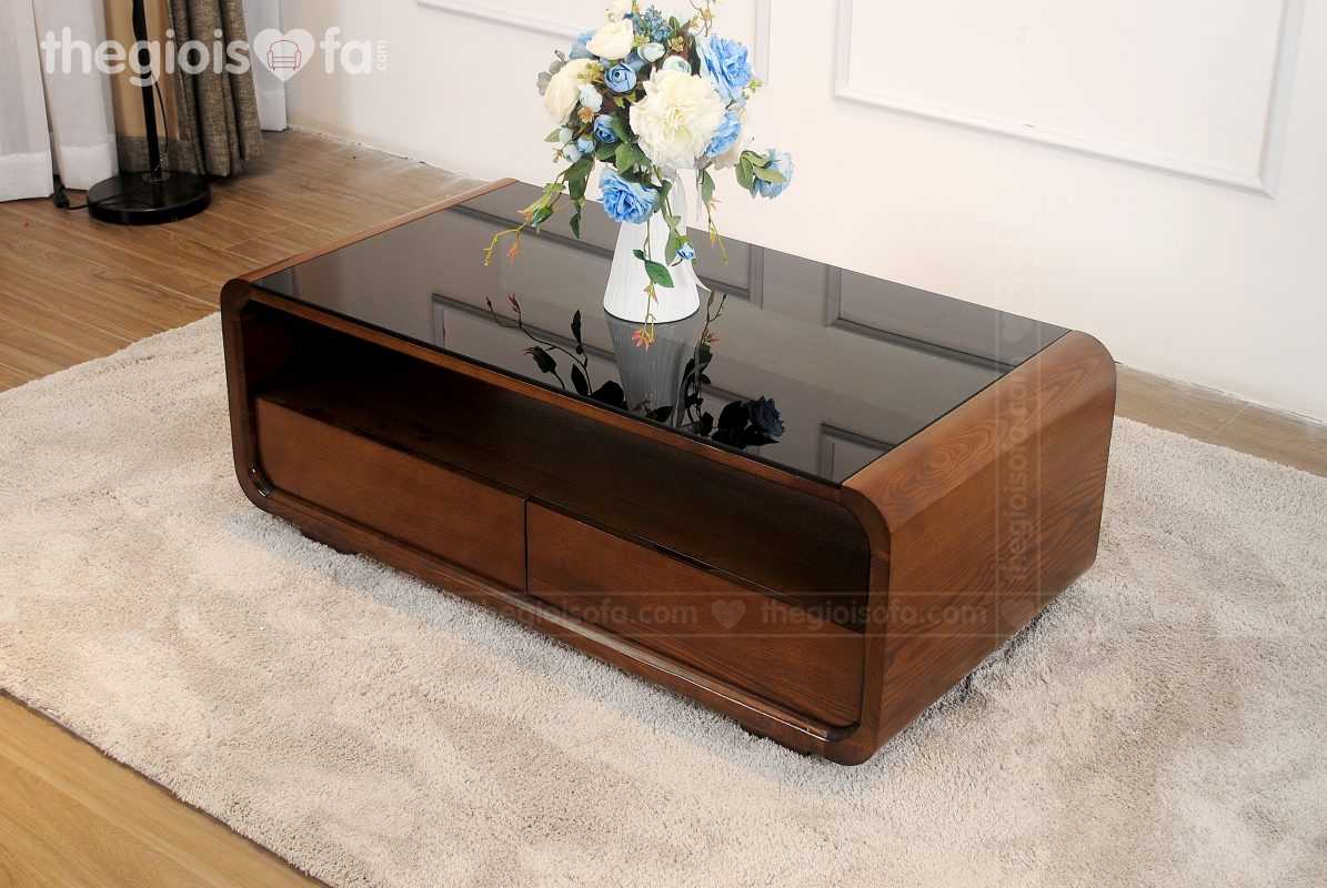 Bàn trà gỗ mặt kính Zontini