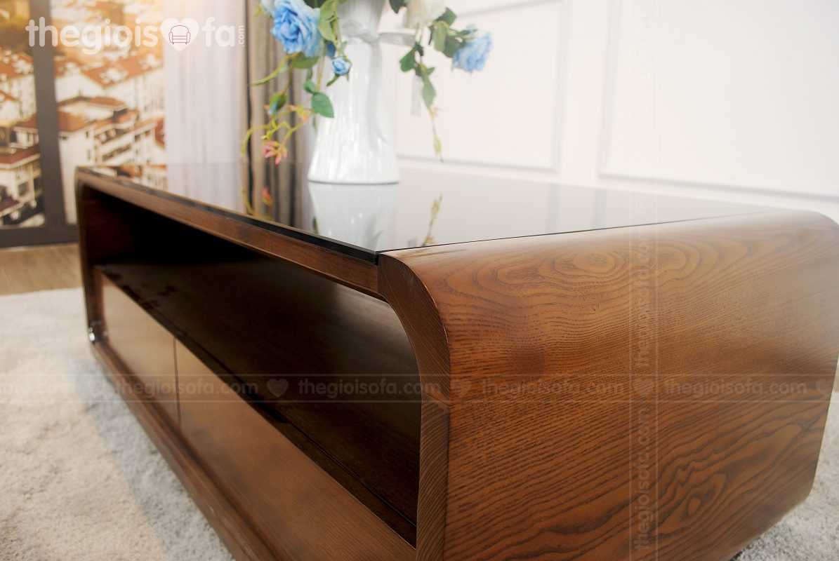 Bàn trà gỗ mặt kính Zontini
