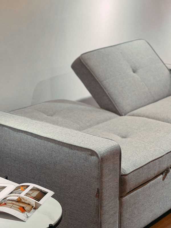 Sofa giường Abby nỉ màu ghi nhạt