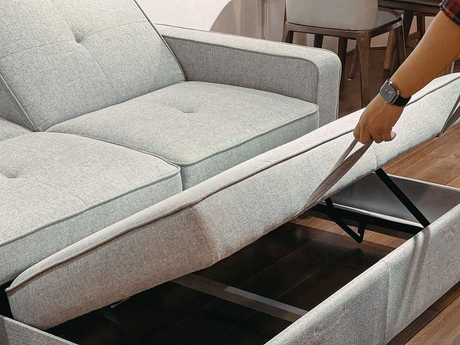 Sofa giường Abby nỉ màu ghi nhạt