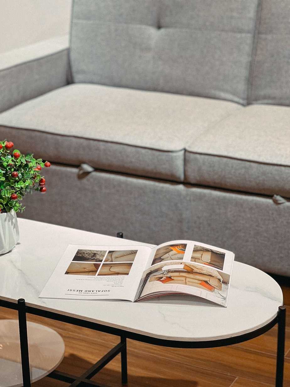 Sofa giường Abby nỉ màu ghi nhạt