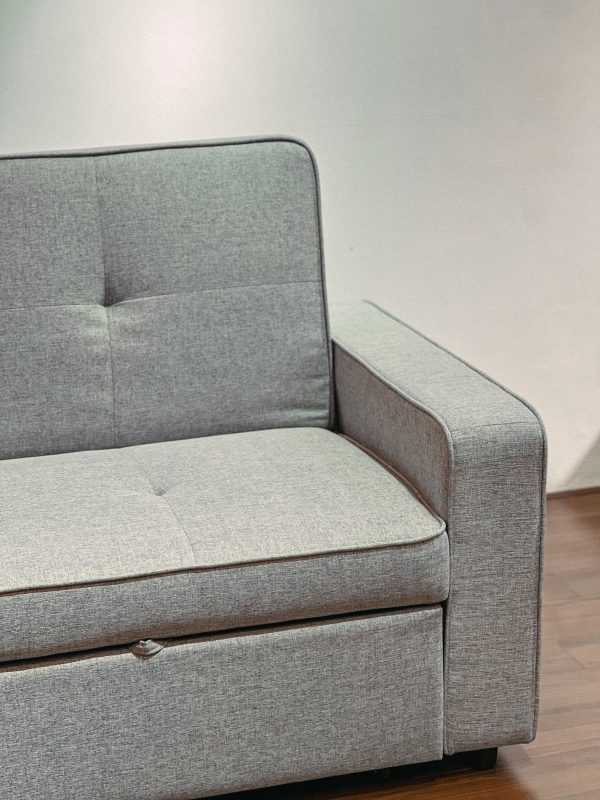 Sofa giường Abby nỉ màu ghi nhạt