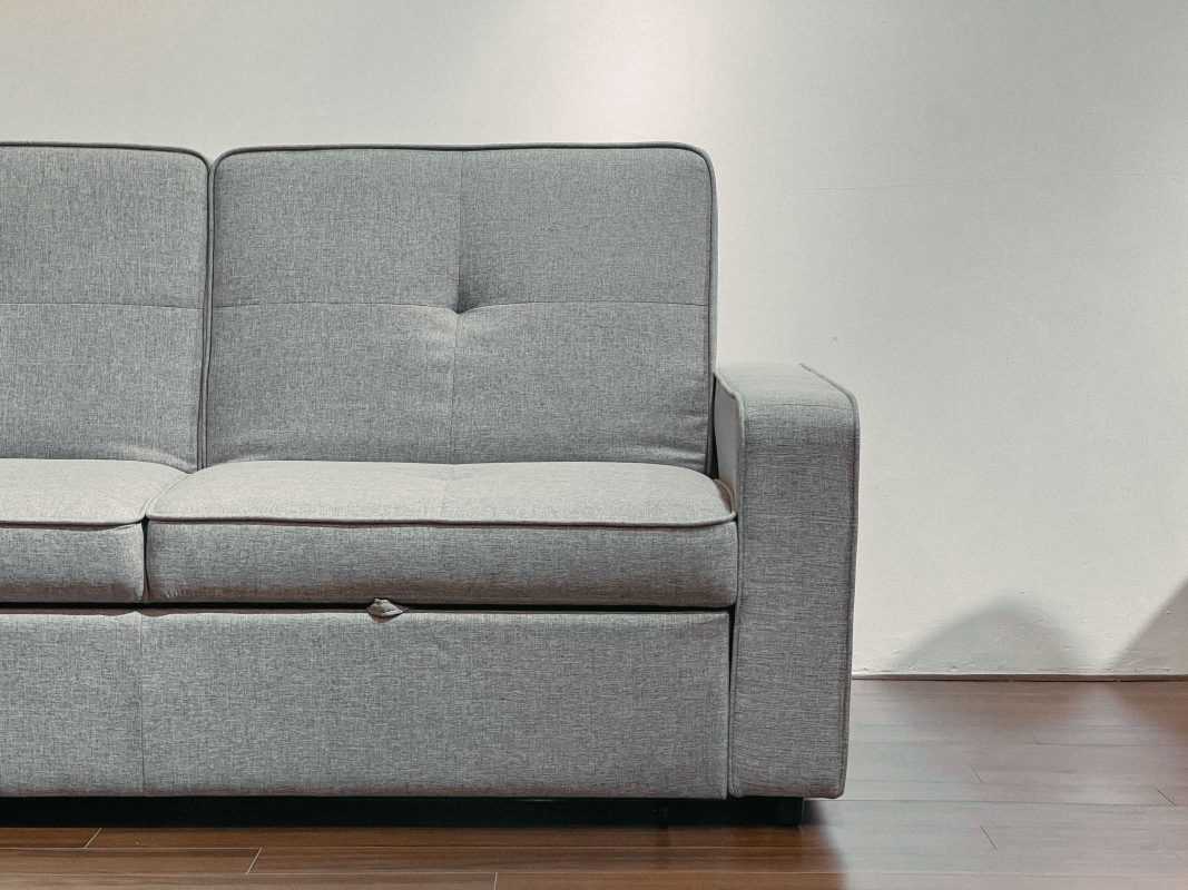 Sofa giường Abby nỉ màu ghi nhạt