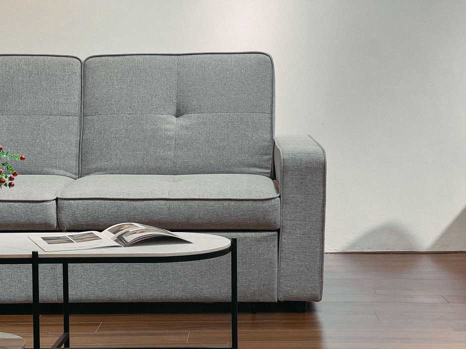 Sofa giường Abby nỉ màu ghi nhạt
