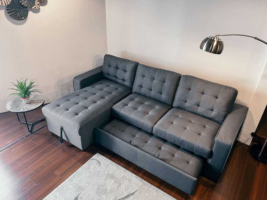 Sofa đa năng Sofaland Belissa nỉ màu ghi đậm