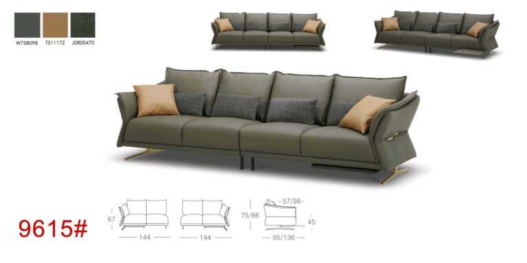 Sofa văng Kuka 9615 Da bò thật tiếp xúc