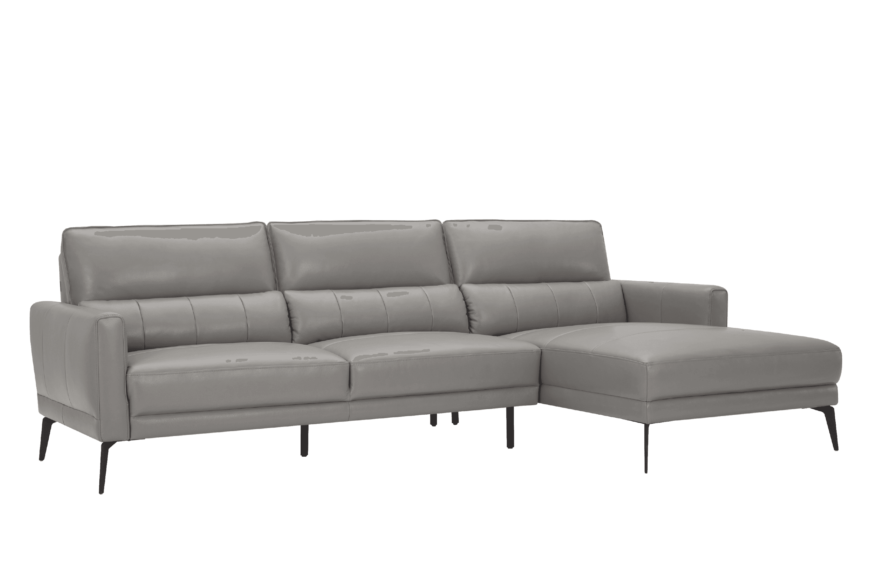 Sofa Góc trái Kuka KT.035 da bò thật tiếp xúc màu ghi nhạt (M5655/PVC) 274x160x89