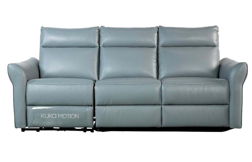 Sofa văng/băng điện 3 chỗ (điện bên phải) Kuka KG136 Da bò thật tiếp xúc màu xanh nhạt 222*92*98