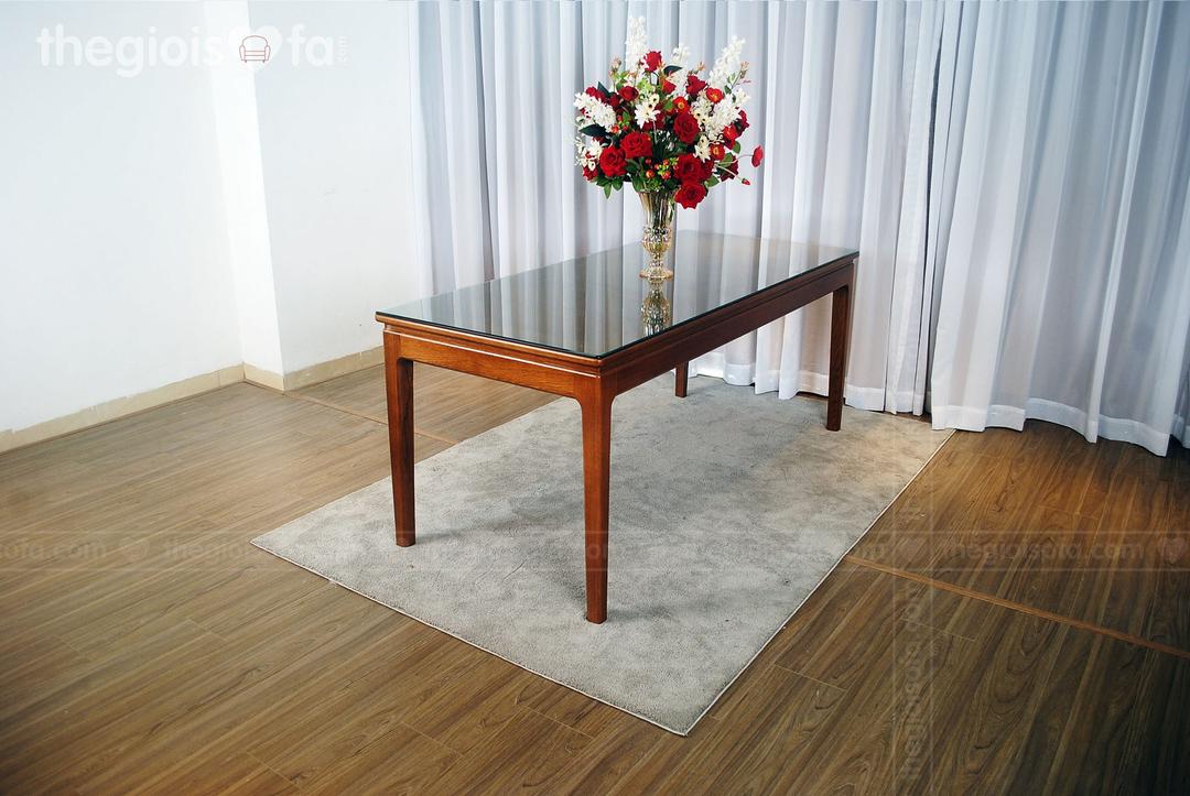 Bàn ăn gỗ Sồi Greenwood – mặt kính cao cấp
