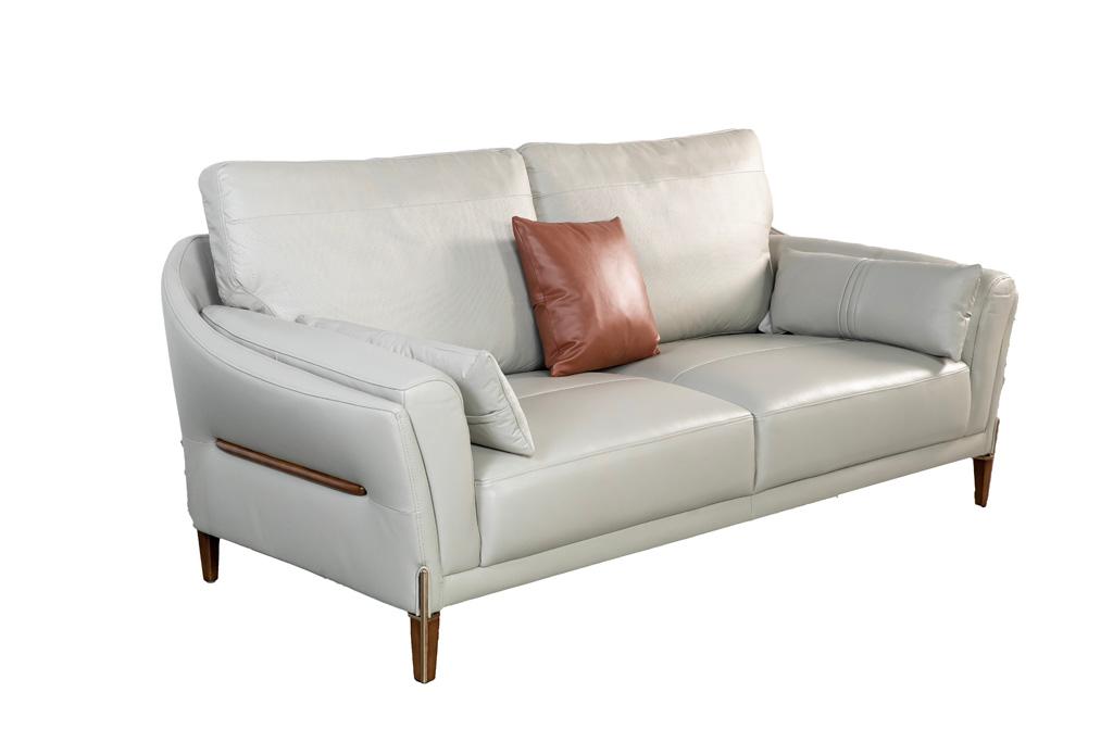 Sofa Văng Kuka 8159 da bò thật tiếp xúc màu ghi nhạt (O7805) 170x99x93