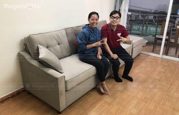 Giao hàng sofa văng nỉ nhung Sofaland Eden cho chị Liên tại 295 Hoàng Mai – Mau sofa tại Quận Hoàng Mai