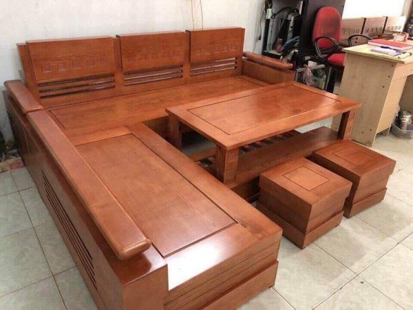 Bộ bàn ghế góc mặt liền gỗ sồi Nga