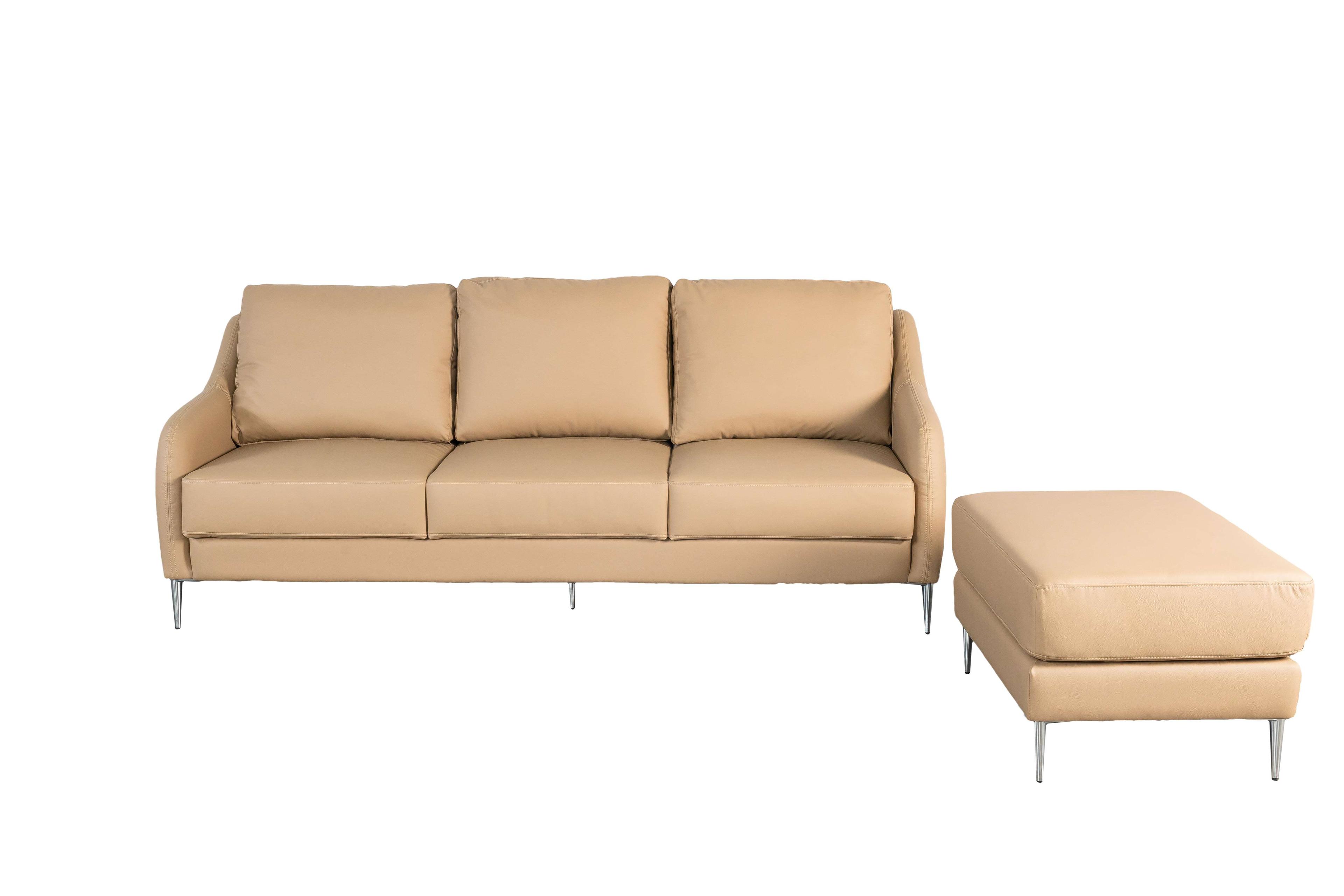 Ghế Sofa văng/băng Sofaland Romero Da bò thật tiếp xúc Màu ghi nhạt 217x90x90