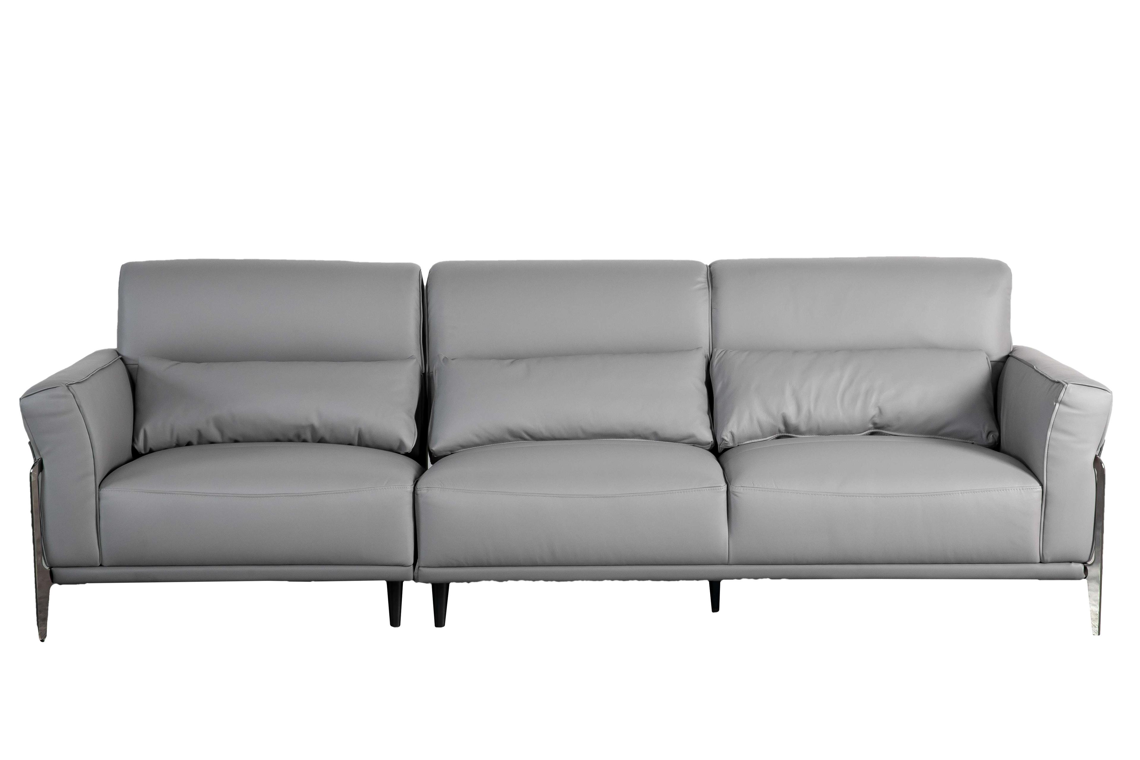 Ghế Sofa văng/băng Kuka 8181 Da bò thật tiếp xúc Màu xám 281x103x81