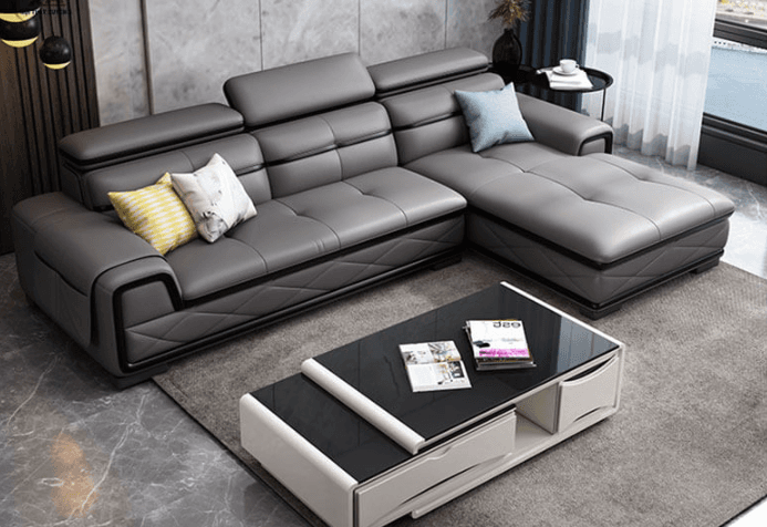 Bài trí sofa da phòng khách hợp với phong thủy