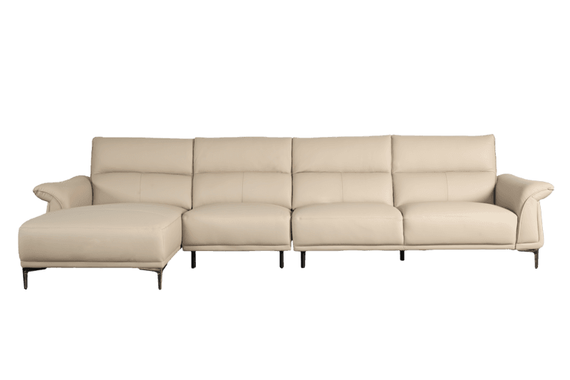 Ghế Sofa góc phải Kuka 8202 Da bò thật tiếp xúc Màu be 368x166x91
